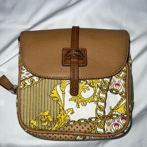 Elegant Tan and Yellow Crossbody Bag